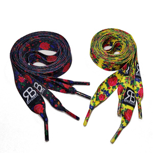 Tali Sepatu Mode Poliester Logo Bunga Sublimasi Anyaman Bentuk V Lebar 2.5 Cm - Product Image 1