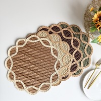 Sous-verre en papier tissé à motif floral, résistant à la chaleur, décoration de table à manger, tapis isolant thermique pour assiette