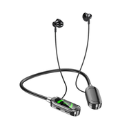 Headset Nirkabel Neckband Custom Fit Laris Manis, Tampilan Daya Digital, Tahan Air, untuk Olahraga, Bahan PCABS