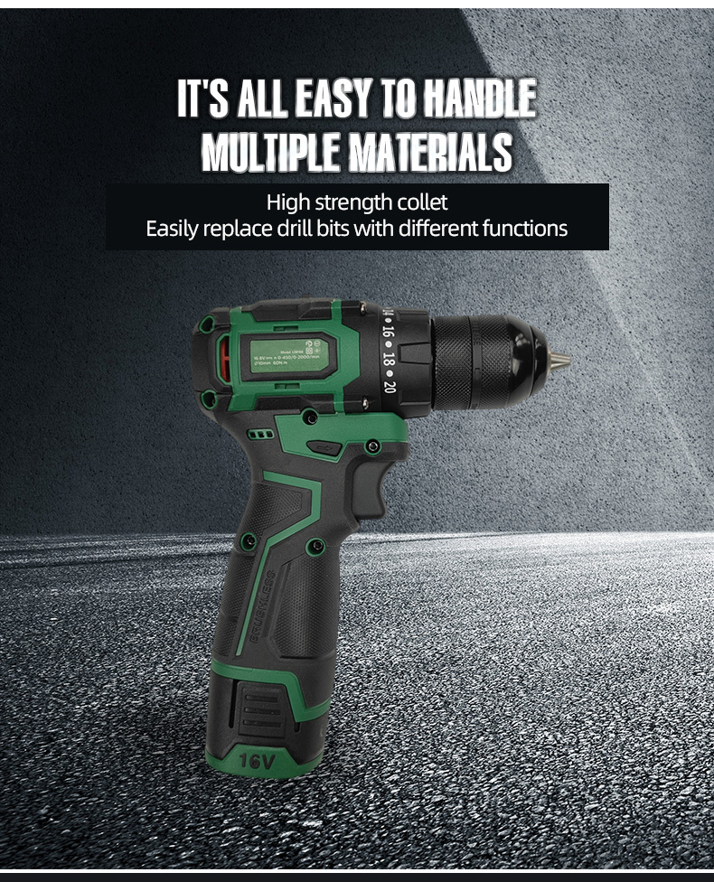 16V China Portable Other and Tools Hand Lithium Battery Brushless Impact Dc Motor Cordless Power Nail Drill Machine · image 6