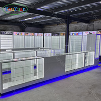 Étagères murales pour accessoires électroniques et vitrine en verre pour téléphones portables pour centre commercial, comptoir mobile moderne de luxe avec éclairage LED