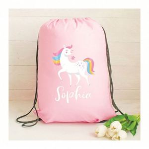 Personalized Unicorn Gym Bag Girls PE School Pump <b>Drawstring</b> <b>Backpack</b> Nursery Accessories - Product Image 1