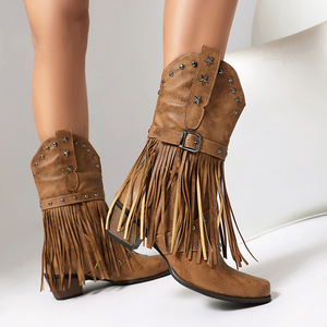 Bottes en cuir pour femmes, bottes de cow-boy personnalisées grises, bottes de cow-boy à talon haut, chaussures habillées pour femmes, chaussures de luxe à bout pointu, chaussures faites à la main - Product Image 2