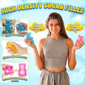 Wholesale Custom Bear <b>Squeeze</b> Bear Maltose Fidget Stress <b>Ball</b> Toys Custom Logo Printed Unisex Products Transparent Sugar Bear - Product Image 5