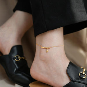 फैशनेबल महिलाओं की स्टेनलेस स्टील टखने श्रृंखला-शानदार, विशेष, उच्च अंत डिजाइन बांस के आकार के टखने की श्रृंखला - Product Image 4