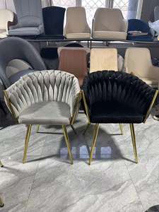 <span class=keywords><strong>Wingback</strong></span> Kleine Ruimte Meubels Ivoor Vrije Tijd Fluwelen Eetkamerstoelen Met Metalen Voet - Product Image 6