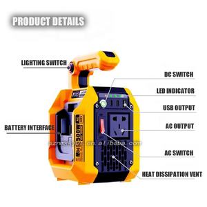 Портативный инвертор мощностью 500 Вт для аккумулятора Makita 18 В, 110 В/220 В, 2-канальный инвертор с чистой синусоидой и светодиодной подсветкой для использования на улице - Product Image 2