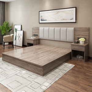 Cama King Size Personalizada para <span class=keywords><strong>Hotel</strong></span> <span class=keywords><strong>Boutique</strong></span> y Posada, Estructura de Madera de Abedul Sólida, Muebles de Dormitorio Modernos y Duraderos para Uso en Villas - Product Image 1