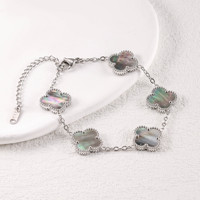 Pulsera de pétalos cuadriláteros degradados de 15 mm, acero inoxidable, chapado dual en oro y plata, unisex, no se decolora, joyería diaria