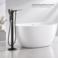 Robinet de baignoire sur pied en laiton, mitigeur eau chaude et froide, ensemble douche-baignoire autoportant chromé poli pour salle de bain d'hôtel