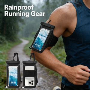 Pochette Télé<span class=keywords><strong>phone</strong></span> Étanche IPX8 Extérieure avec Fermeture Éclair, Sac Étanche Tactile Sous-Marin pour Télé<span class=keywords><strong>phone</strong></span>, Brassard et Cordon – Essentiels de Natation - Product Image 1