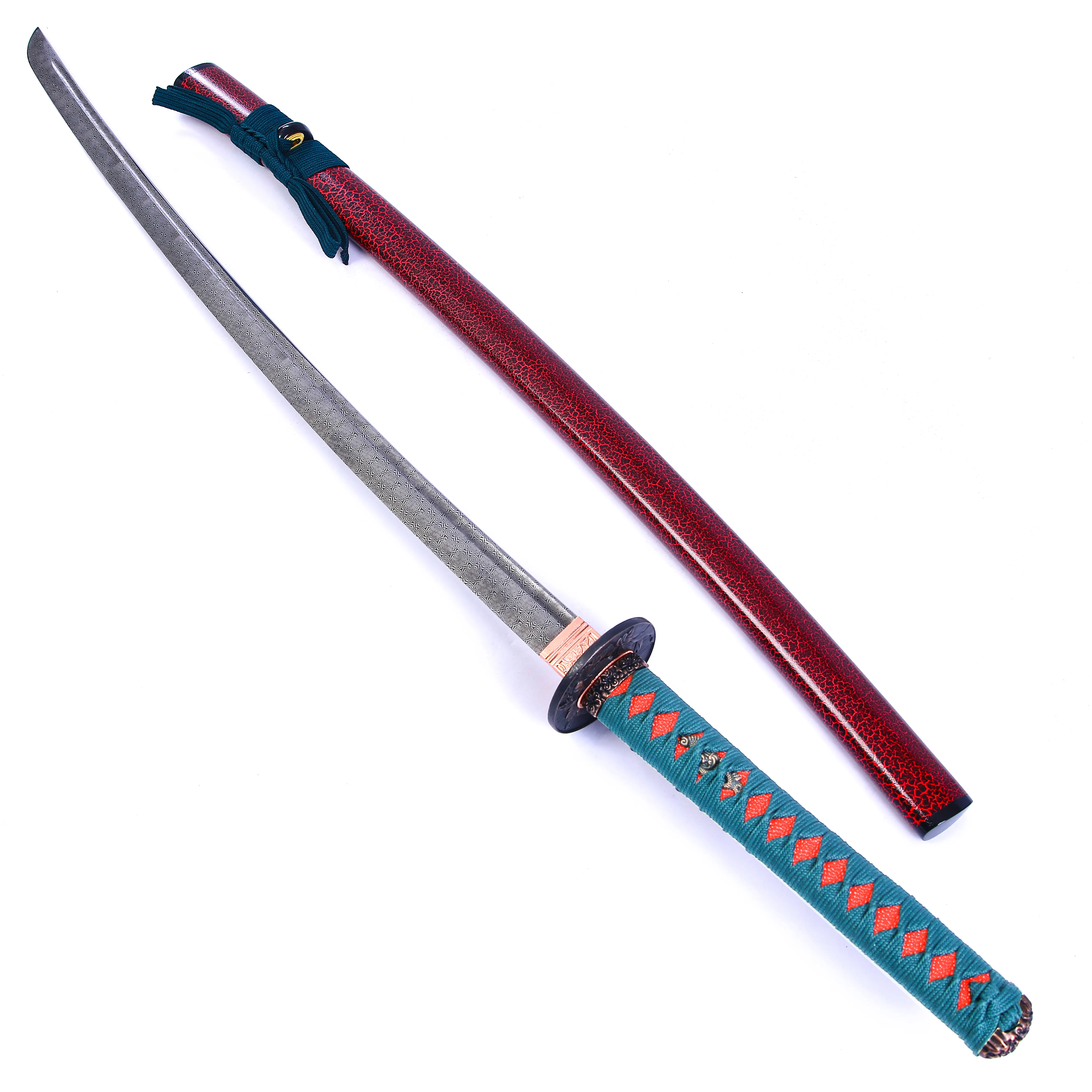 Pedang mainan bambu buatan tangan pedang Tiongkok biru katana Jepang terlaris