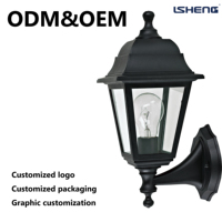 Lampe murale extérieure E27 IP44 étanche, style vintage, pour jardin, véranda, AC220-240V, plastique noir