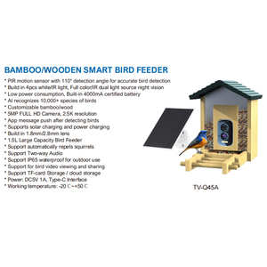 Mangeoire à <span class=keywords><strong>oiseaux</strong></span> intelligente en bambou/bois - Product Image 4