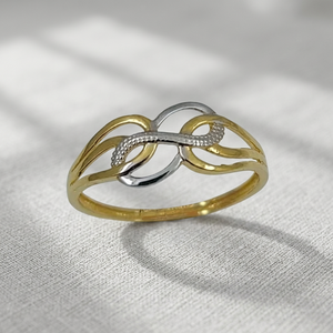 Bague en or massif 18 carats Infinity Design avec pavé de diamants, alliance de luxe unisexe - Product Image 2