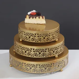 Bandeja para bolo, evento de casamento, aniversário, festa de doces, bandeja do bolo, suporte de cupcake, 3 peças, conjunto redondo