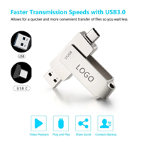 Clé USB en métal OTG USB 3.0, personnalisable avec logo, disponible en 4 Go, 8 Go, 16 Go, 32 Go, 64 Go, 128 Go
