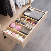 Organisateur de tiroir de cuisine en bambou avec séparateurs ajustables, 6 mini inserts, rangement extensible pour couverts et ustensiles - Design moderne