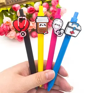 Hot Selling Custom Doctor Nurse Gift Pen PVC Creative Simple Solid Color Plastic Press Gel Pen Promotion Medical Staff Gift