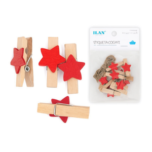 Ilan Molletta in Legno da 3,5 cm con Decorazione a Stella Rossa per Abiti - Product Image 2