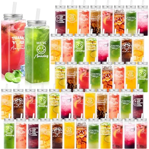 Botella de PET para Jugo con Tapa, Transparente, para Té Boba, para Bebidas Frías Caseras, 350ML 550ML, ¡Oferta! - Product Image 1