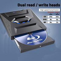 Unidad de Blu-Ray Externa, Reproductor de Blu-Ray Portátil, Grabador, Lector, Quemador de CD con Puerto USB 3.0 Tipo C y Tarjeta SD, DVD y CD-ROM +/-RW BD
