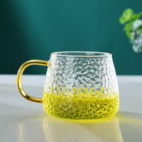 Tasse en verre à motif de marteau Simple de Style japonais, thé de ménage avec poignée, jus chauffant, tasse de fabrication de thé en verre de cristal