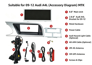 Radio para Auto Android con Pantalla Táctil HD de 8.8 Pulgadas y Sistema Dual para Audi A5 A4L 2009-2012, CarPlay Inalámbrico, Navegación GPS Automática - Product Image 3