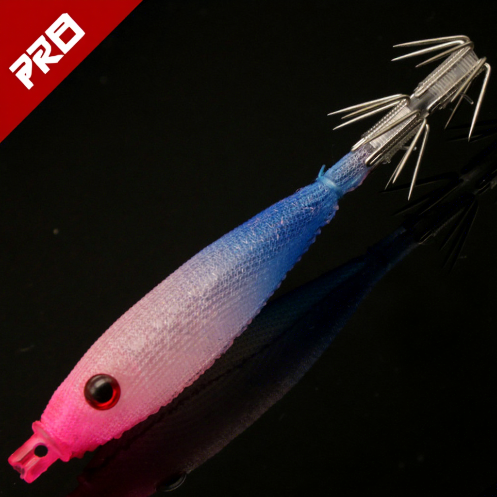 Rojo rosa con detalles en azul.