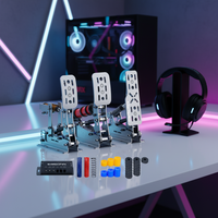 Joystick de Carreras SIMSONN, Simulador de Derrapes, Pedales Metálicos Plateados Plusx para PC, Conexión por Cable, Ecológico