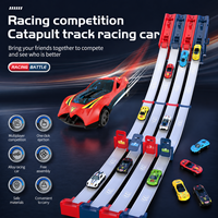 Circuit de course pour voitures jouets pour garçons, lanceur à catapulte DIY, ensemble de circuit de course multijoueur avec voitures en alliage, cadeau pour enfants