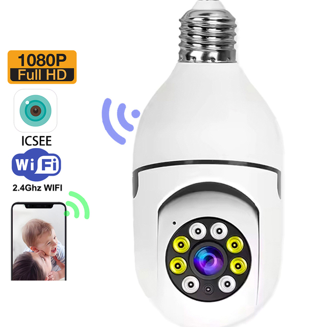 1080P E27 Wireless IP Camera CMOS Sensor 110-240V AC Cloud Storage 360 Color Night Vision AI Auto Human Tracking Indoor