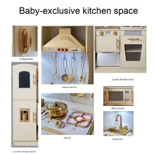 Educational Wooden Simulation Pretend Cooking <strong>Set</strong> with Realistic Light &amp; Sound <strong>Microwave</strong> Play Kitchen <strong>Set</strong> Toy for Child Boy Girl - Product Image 2