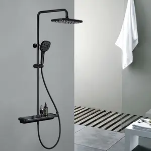 Luxo matte black brass Banheiro Shower Set Rain Shower Mixer torneira com torneira do chuveiro de mão