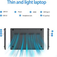15,6-inch laptop, 8GB DDR4 RAM, 512GB SSD, Intel Celeron N5095 (tot 2,9 GHz), computer met Windows 10, 1920 x 1280 scherm, Type-C, WiFi