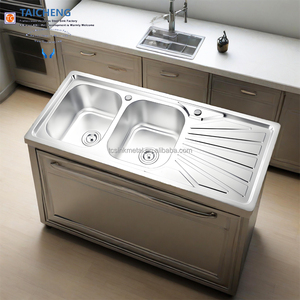 1200x500mm thép không gỉ bát đôi drainboard 48 inch bồn rửa nhà bếp cho Bangladesh - Product Image 3