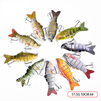 Vente en gros usine Leurre artificiel dur 10 cm 6 sections en ABS multi-sections avec hameçons