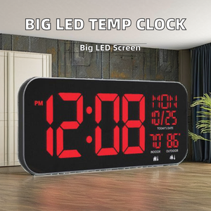 Digital <strong>Clock</strong> LED Simple Square Big Size Color Display Indoor <strong>Outdoor</strong> Temperature <strong>Wall</strong> <strong>Clock</strong> - Product Image 2