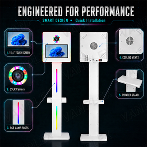 Photomaton portable DSLR carré avec écran tactile 15,6 pouces, impression instantanée, lumière RGB, GIF Boomerang pour mariage, fête, événements d'entreprise - Product Image 2