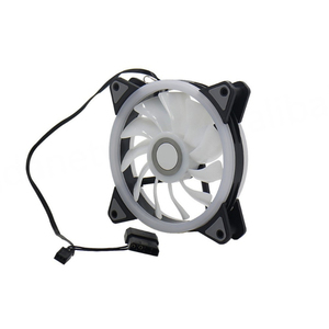 พัดลมระบายความร้อนแบบวงแหวนคู่ RGB ขนาด 12 ซม. รุ่น 12025 ไม่มีรีโมทคอนโทรล พร้อมไฟ LED สีรุ้งและตัวควบคุม - Product Image 2