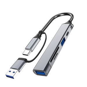 Station d'accueil 5 en 1 haute vitesse 5 Gbps en alliage d'aluminium, hub <span class=keywords><strong>USB</strong></span>-<span class=keywords><strong>C</strong></span>, lecteur de cartes TF/MicroSD/<span class=keywords><strong>SD</strong></span>, USB3.0, USB2.0, en stock - Product Image 5