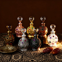 Flacon de parfum vide en alliage métallique de 15 ml avec bouchon à vis, diffuseur à bâtonnets, corps en verre pour huiles essentielles et attar roll-on