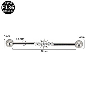 Clous d'oreilles géométriques plaqués titane F136, bijoux de piercing tendance en alliage de titane pour l'oreille, boucles d'oreilles pour fêtes - Product Image 3