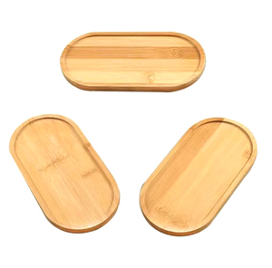 Plateau ovale en bois de bambou, soucoupe à thé, plateau à café, plateau à collations, plat à fruits pour hôtels, restaurants, maison, style bois naturel, assiette à nourriture - Product Image 5