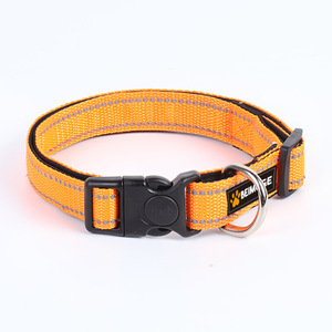 Nouveau collier pour chien en nylon rembourré avec rubans, motif uni, réglable, anti-rupture, réfléchissant, pour une utilisation en extérieur - Product Image 5