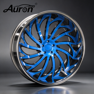 Jante en alliage d'aluminium Auron 5.25x17 Noir brillant avec rayons rouges, 2 pièces moulées, pour la mise à niveau et la rénovation de voitures particulières, vente en gros - Product Image 2