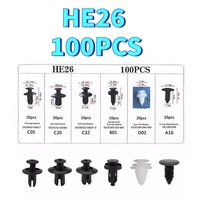 HE26 100 pièces – Kit de fixation automobile mixte pour panneaux de porte : épingles, rivets, vis et clips de retenue