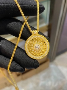 Bijoux fins chauds bijoux en or véritable AU750 pierre naturelle <span class=keywords><strong>grande</strong></span> <span class=keywords><strong>vadrouille</strong></span> fleur breloque pour collier pendentif en or massif 18K bijoux personnalisés - Product Image 3