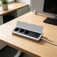 Caja de Enchufes Empotrada Oculta con Tapa Abatible, Regleta Retráctil con Puertos USB para Conexión de Mesa