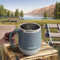 Mug à café classique en acier inoxydable avec couvercle et poignée, isolé sous vide, sans BPA, anti-fuite, pour le voyage, le camping, le bureau, les cadeaux promotionnels, chaud/froid